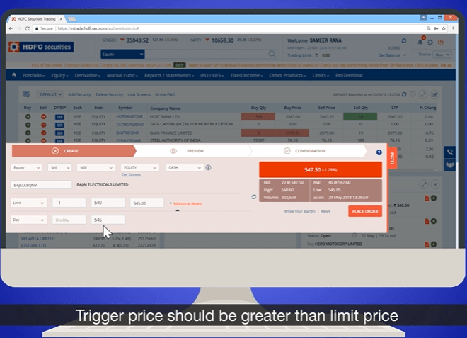hdfc trigger price