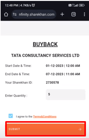 sharekhan submit buyback