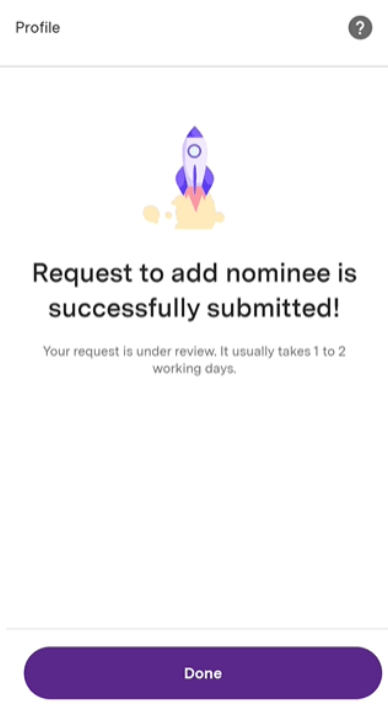 upstox nominee request submitted